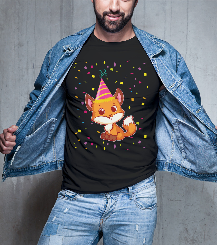 Funny Fox Birthday Confetti T-Shirt