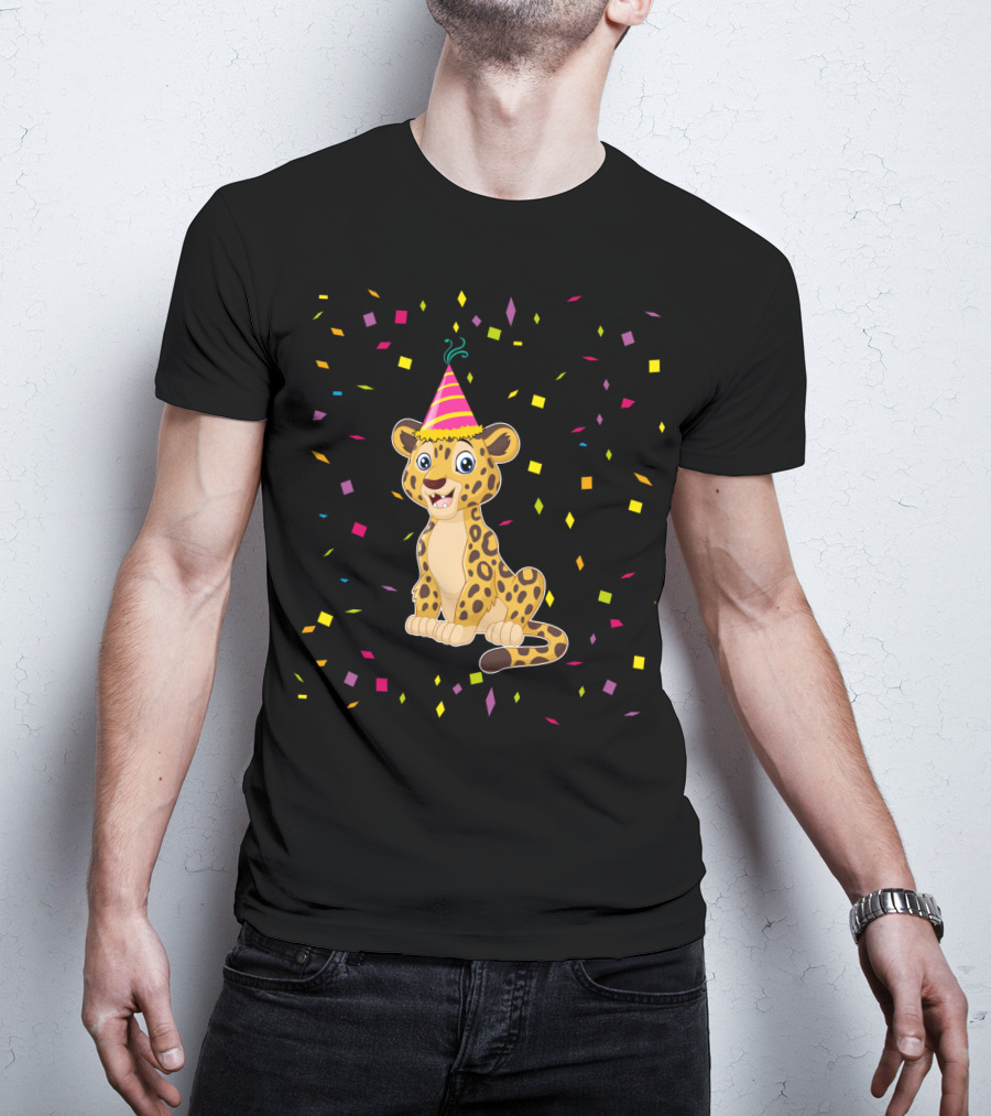 Funny Cheetah Birthday Party Hat Confetti T-Shirt