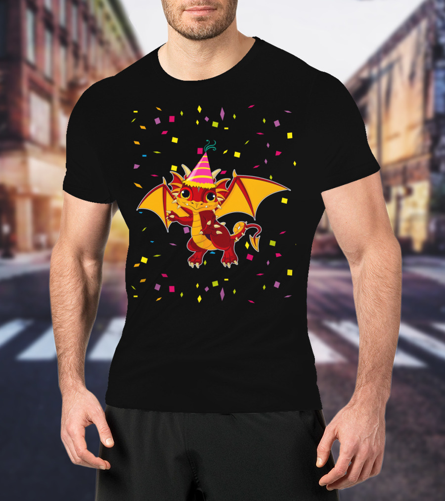 Funny Dragon Birthday Party Confetti T-Shirt