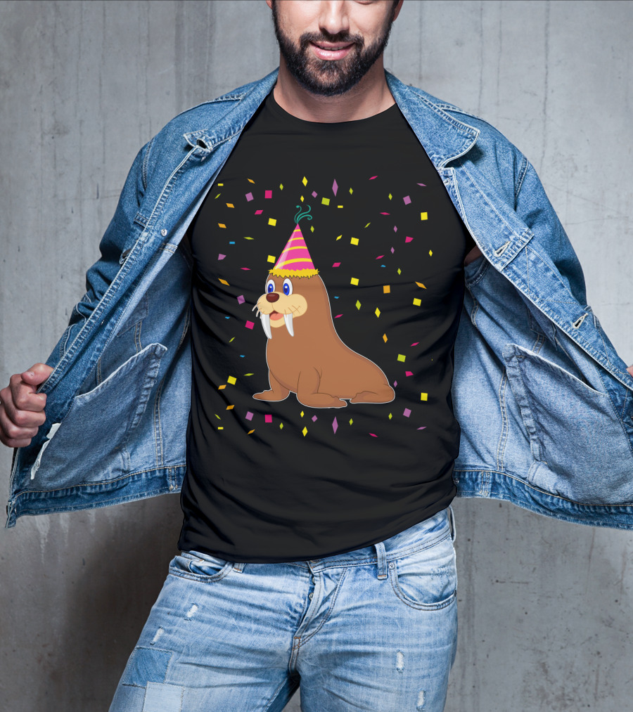 Funny WALRUS Birthday Confetti T-Shirt