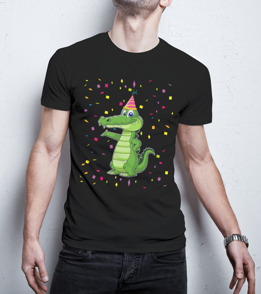 Funny Alligator Birthday Party Confetti T-Shirt