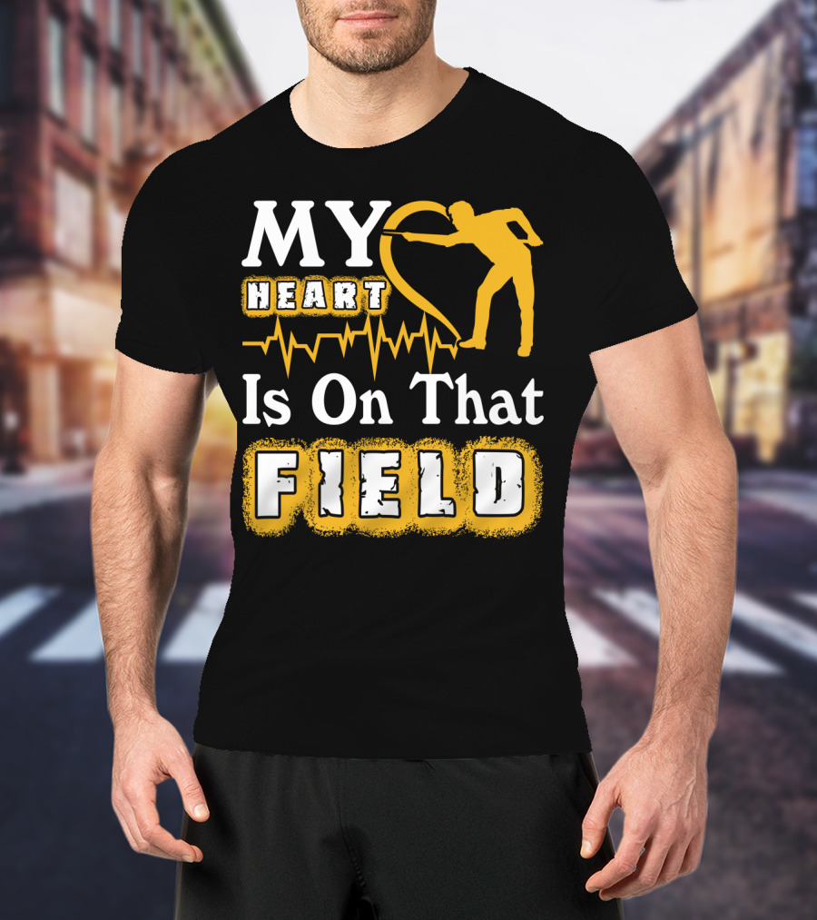 My Heart Is On That Field Billiards Player Heartbeat T-Shirt