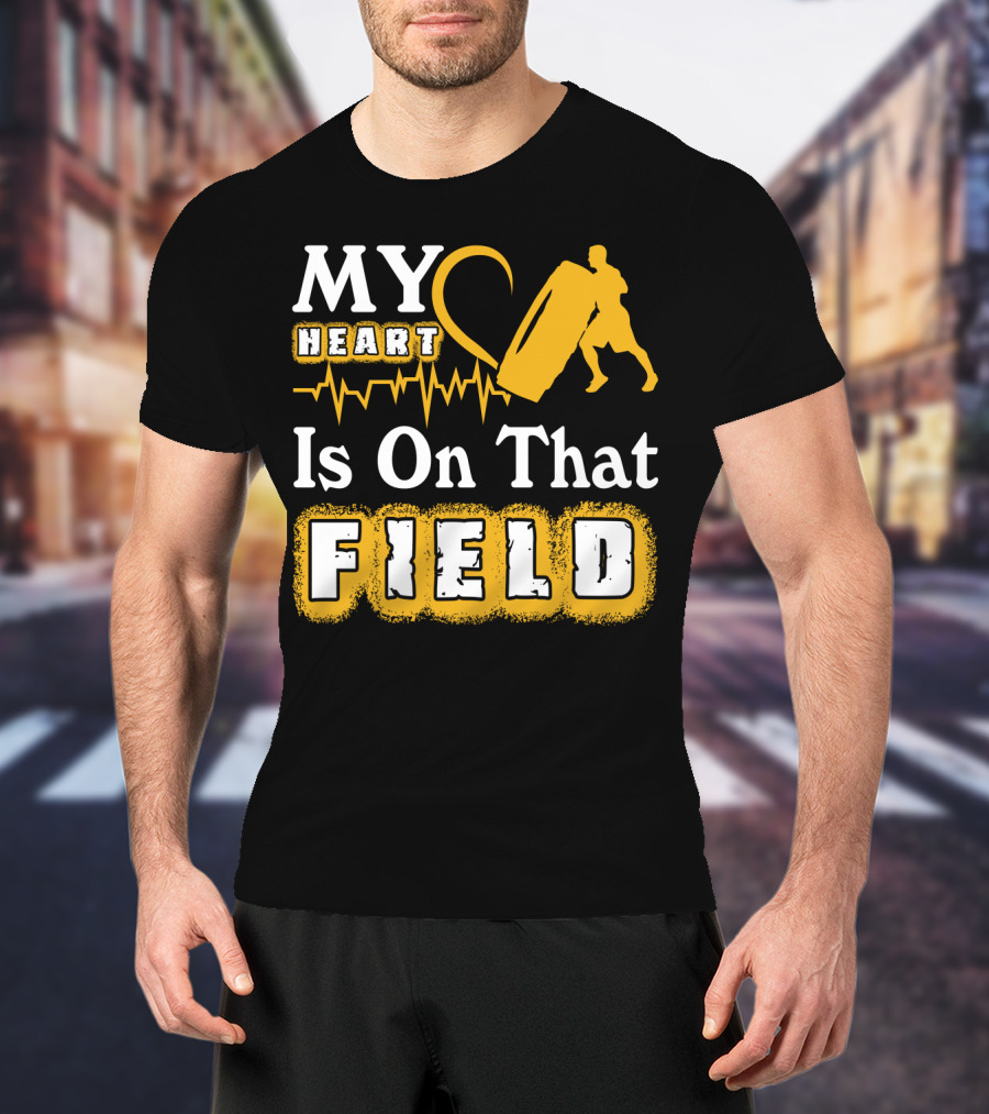 MY Heart Is On That Field Workout Tire Flip Fitness Passion T-Shirt