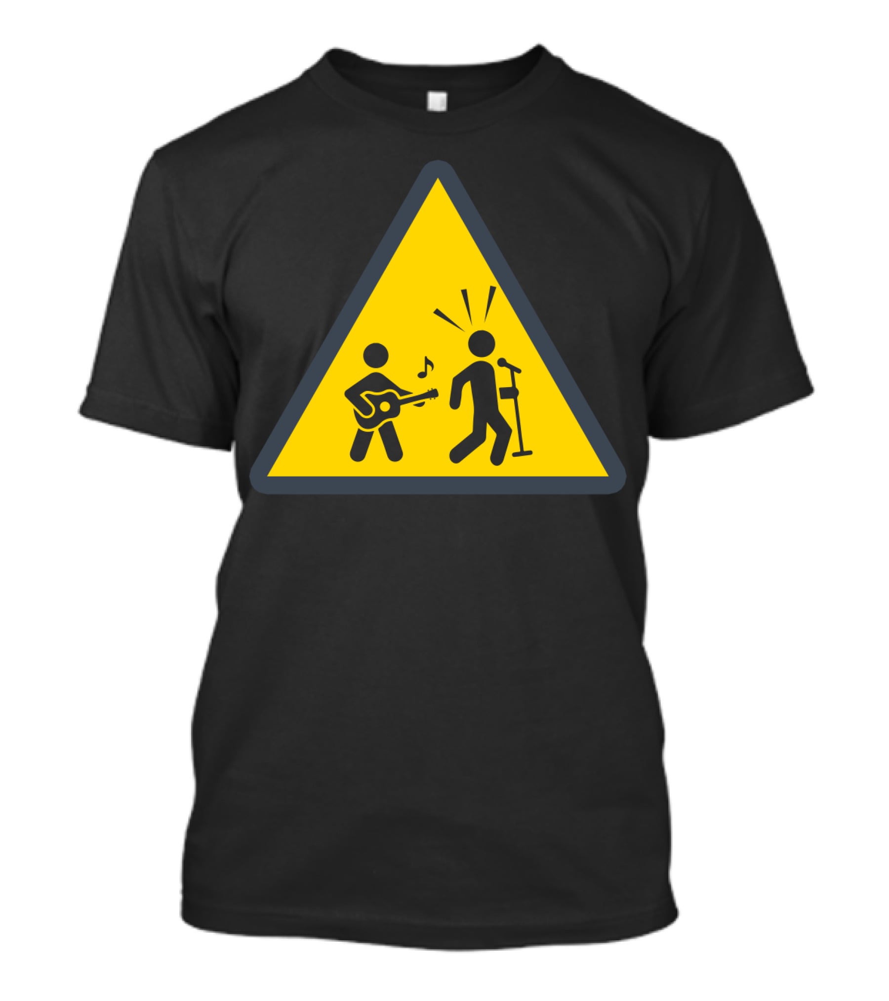 Funny Ukulele Warning Sign With Musical Stick Figures T-Shirt