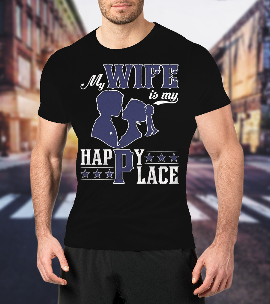 My Wife Is My Happy Place Silhouette Stars T-Shirt