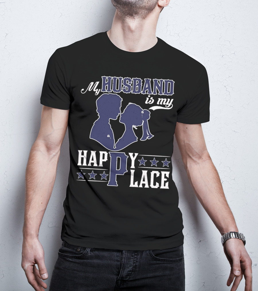 My Husband Is My Happy Place Silhouette Stars T-Shirt