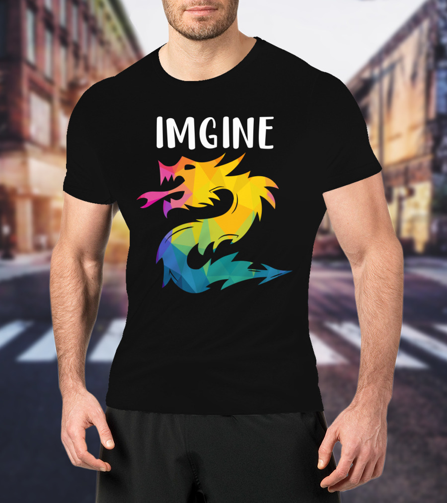 Imagine Vibrant Geometric Dragon Tattoo T-Shirt