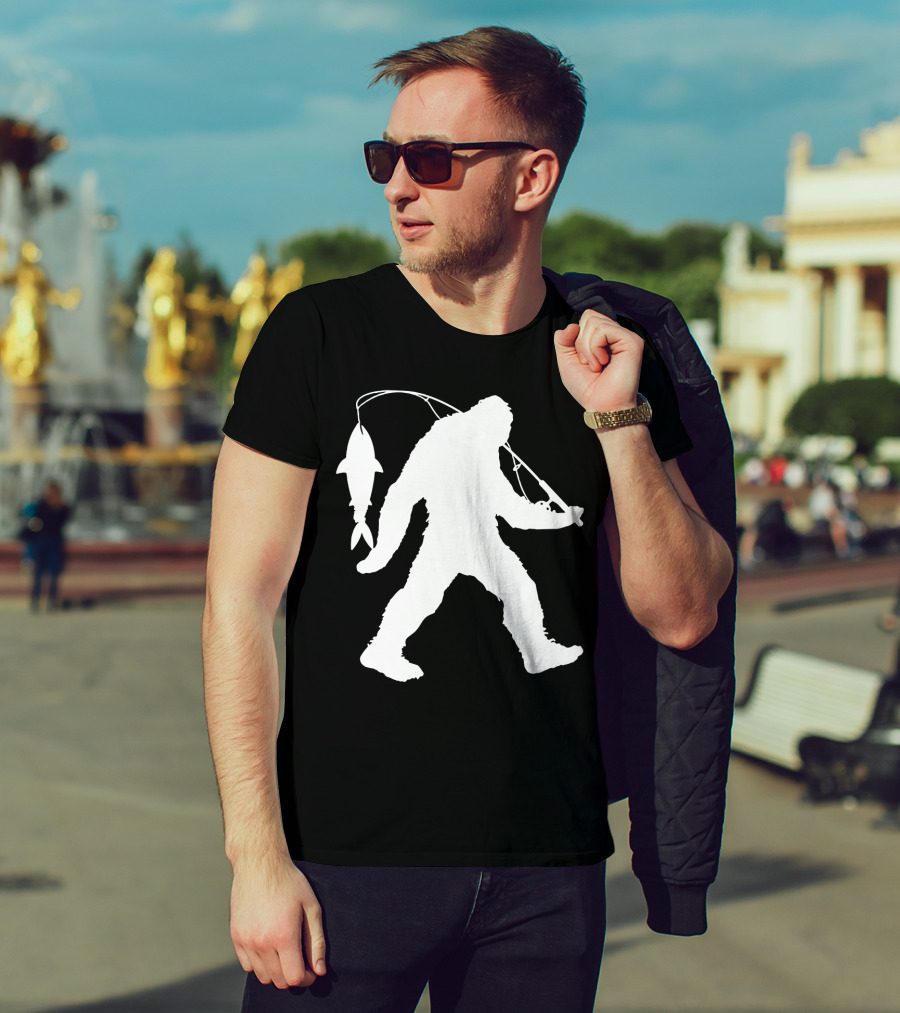 Bigfoot Fishing With Catching Fisherman T-Shirt