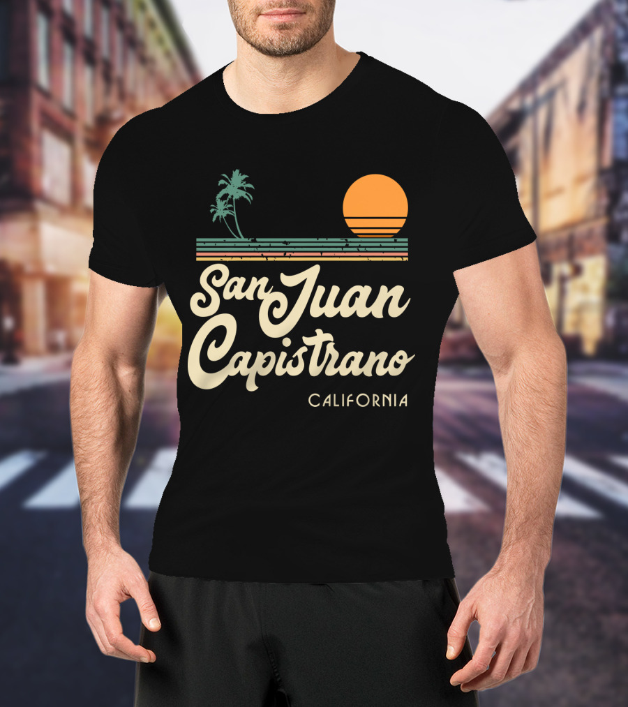 San Juan Capistrano California Vintage Sun And Palm Trees T-Shirt