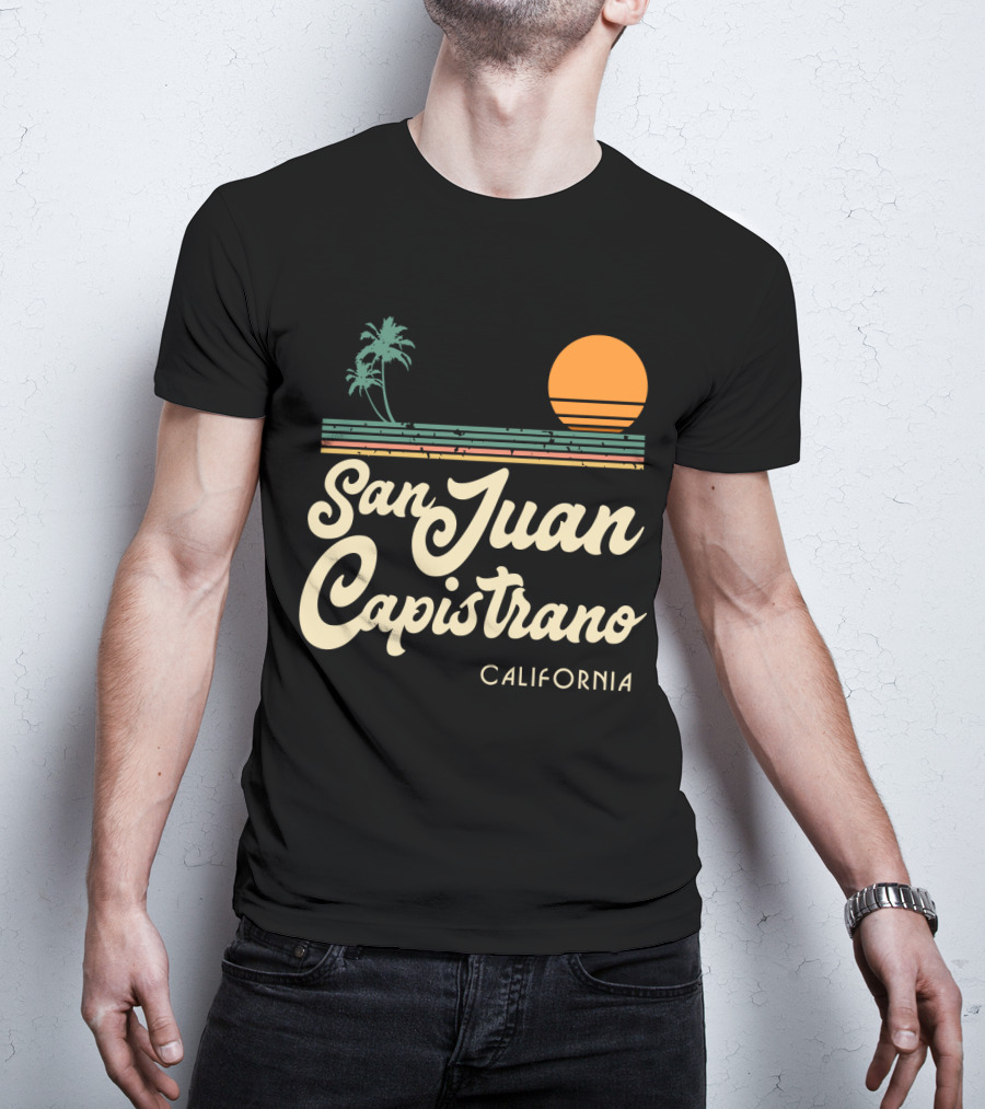 San Juan Capistrano California Vintage Sun And Palm Trees T-Shirt