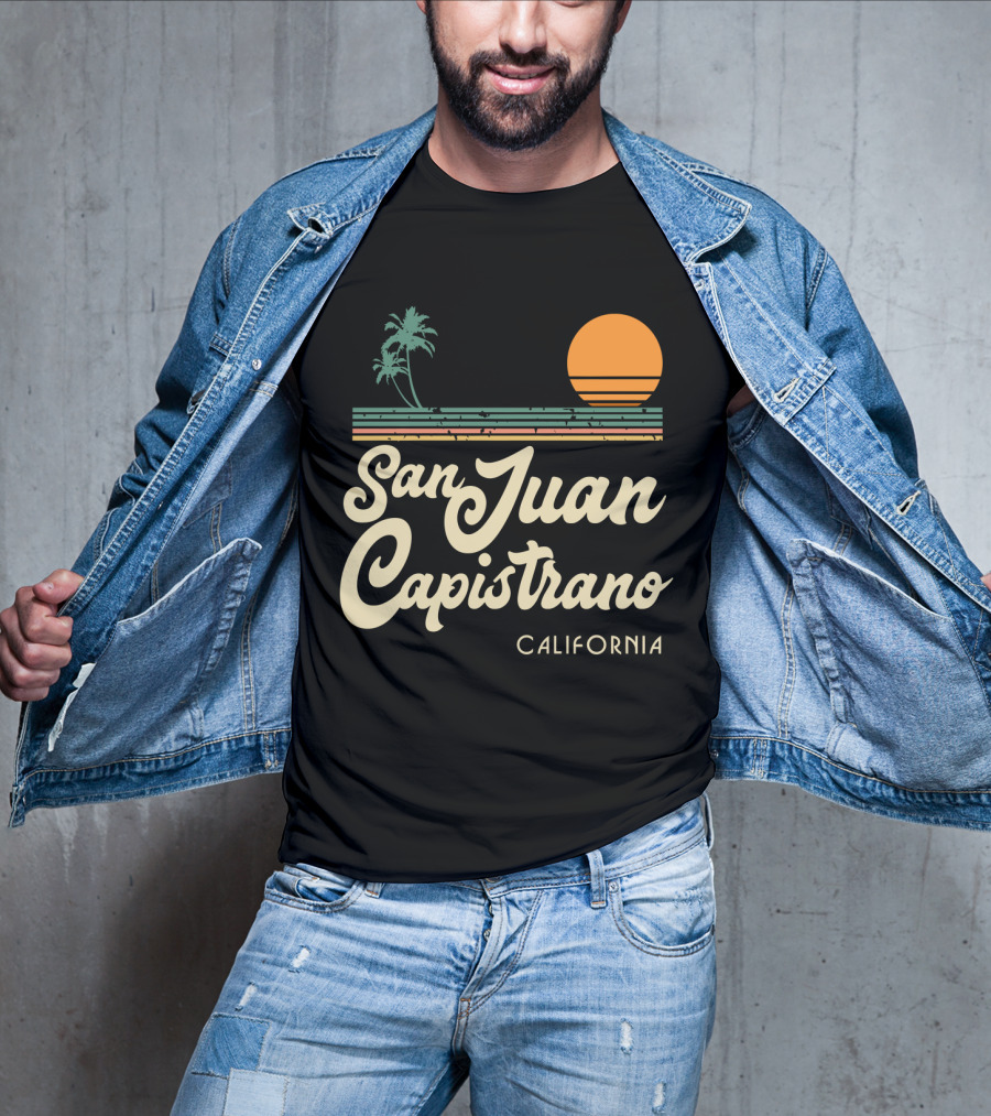 San Juan Capistrano California Vintage Sun And Palm Trees T-Shirt