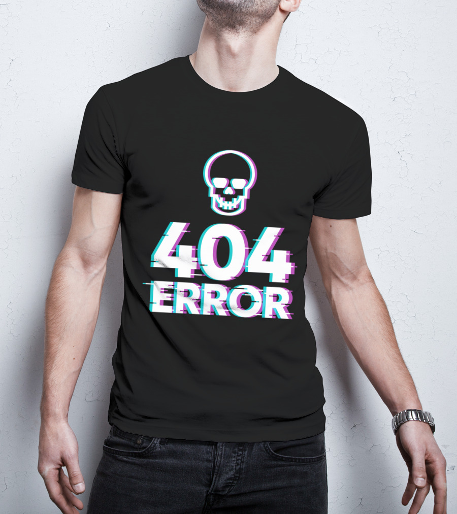 404 Error Skull Glitch T-Shirt