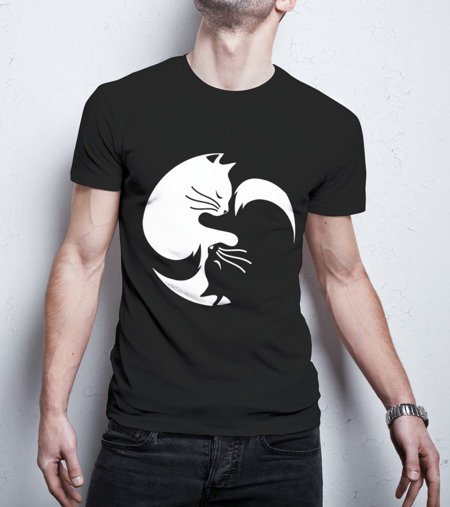 Cat Yin Yang Spiritual Meditation Yoga Balance T-Shirt