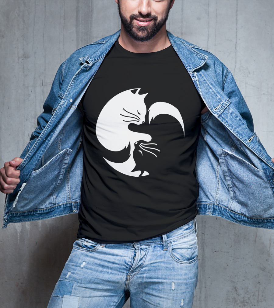 Cat Yin Yang Spiritual Meditation Yoga Balance T-Shirt