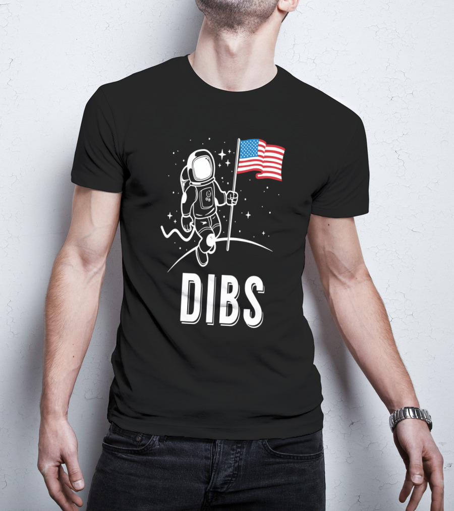 Astronaut Dibs On The American Flag Moon Landing T-Shirt