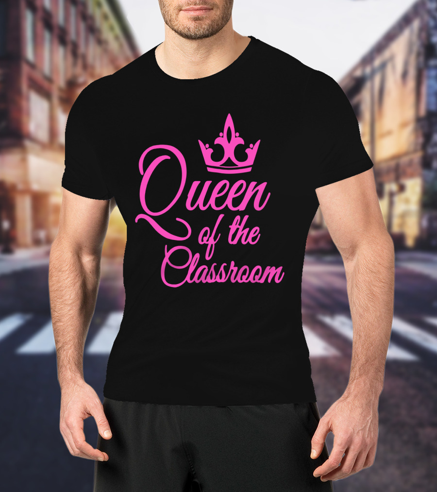 Queen Of The Classroom Pink Crown Motif T-Shirt