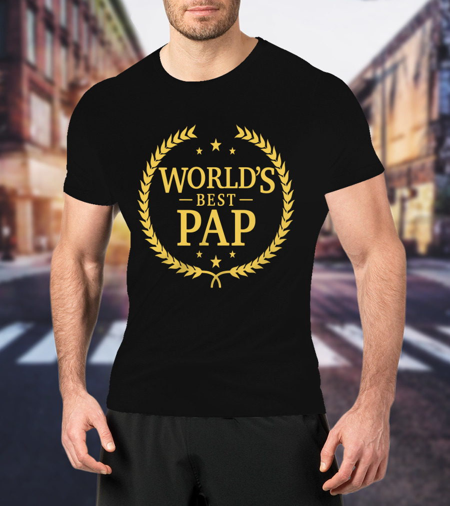 World's Best Pap Gold Laurel Stars T-Shirt