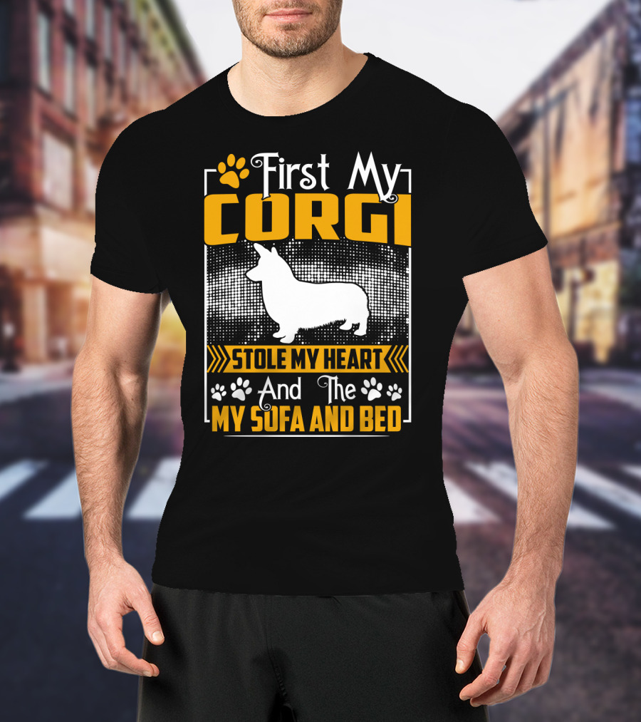 First My Corgi Stole My Heart And The My Sofa And Bed T-Shirt