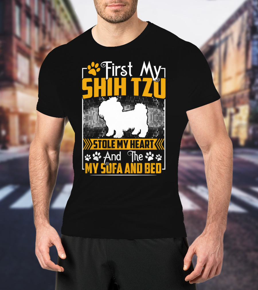 First My Shih Tzu Stole My Heart And Then My Sofa And Bed T-Shirt