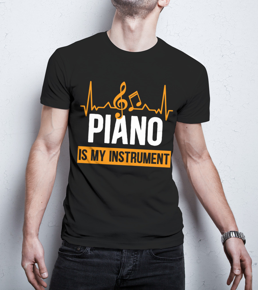 Piano Is My Instrument Musical Heartbeat Clef And Notes T-Shirt