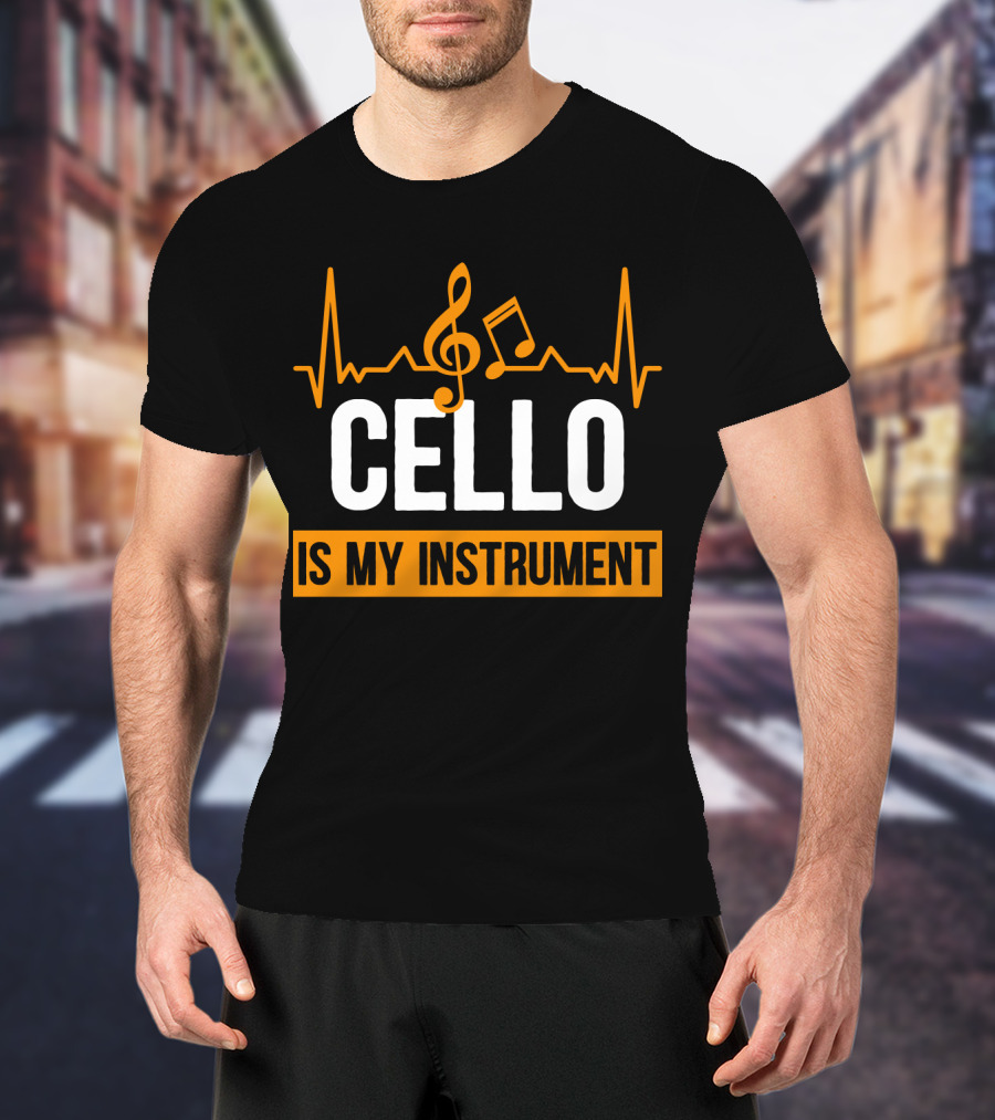 Cello Is My Instrument Clef Note Heartbeat T-Shirt