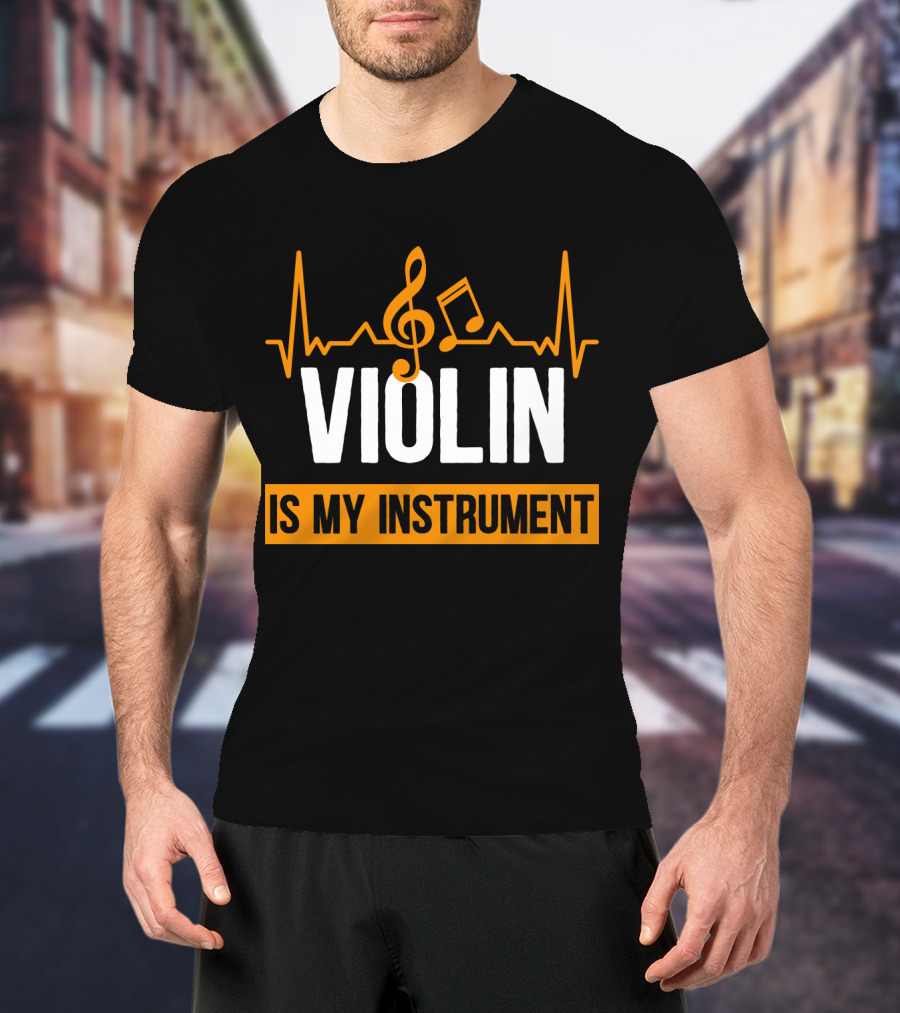 Violin Heartbeat With Musical Notes Is My Instrument T-Shirt