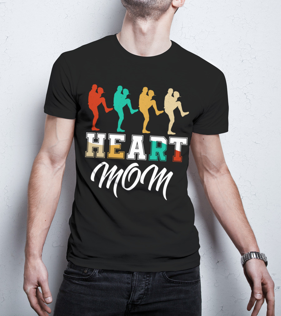 Heart Mom Baseball Player T-Shirt