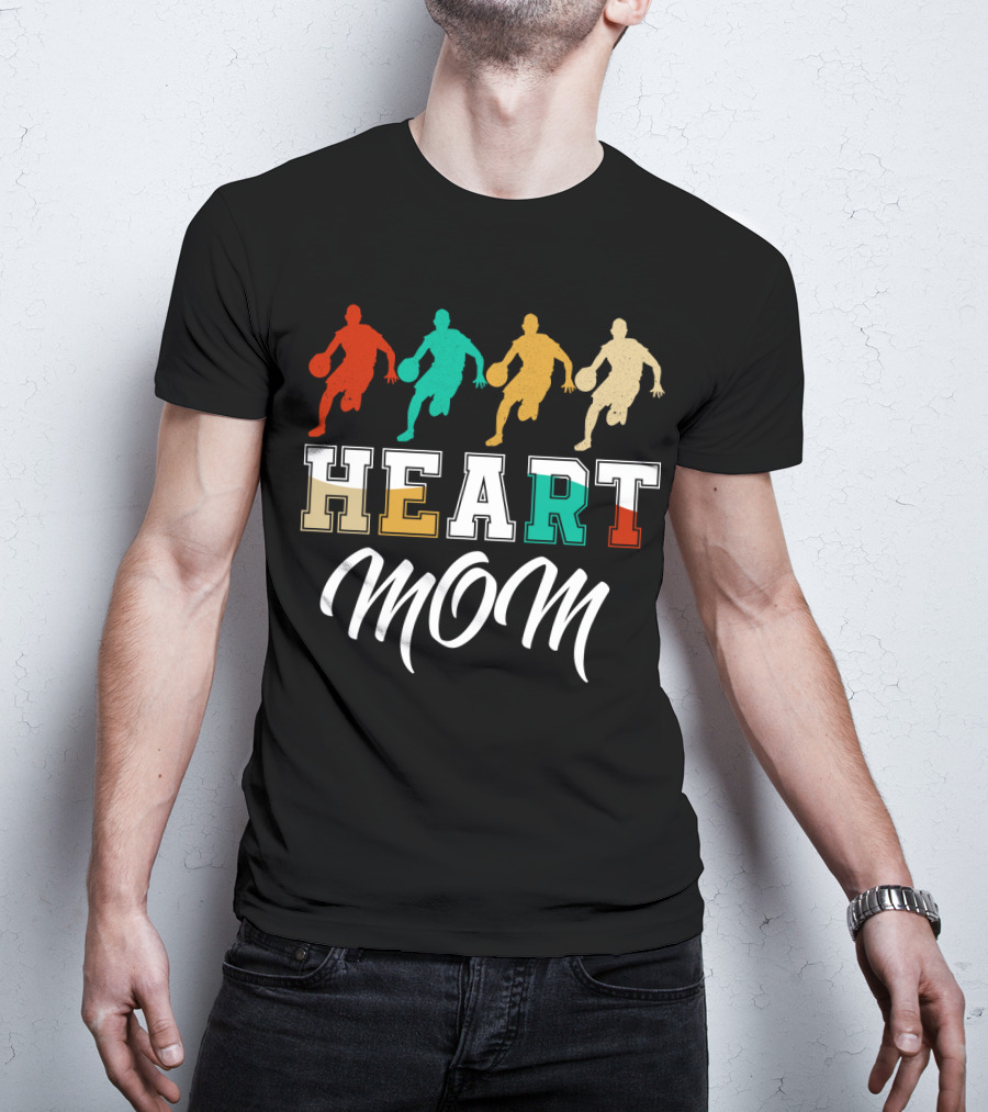Basketball Heart Mom Quartet Players T-Shirt