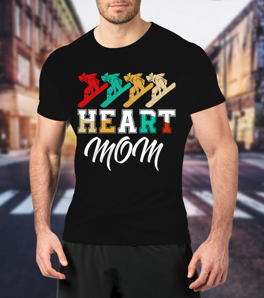 Snowboarding Heart Mom Multicolor Boarders T-Shirt