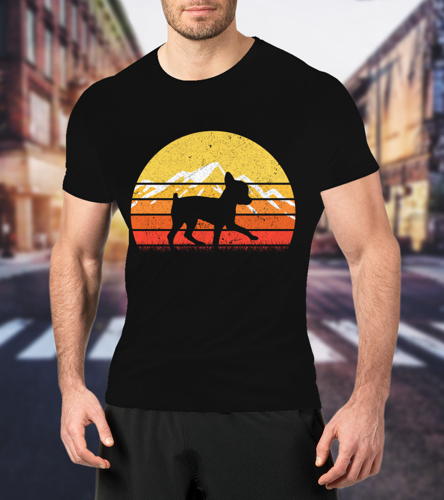 Retro Vintage Chihuahua Dog Sunset Mountain T-Shirt