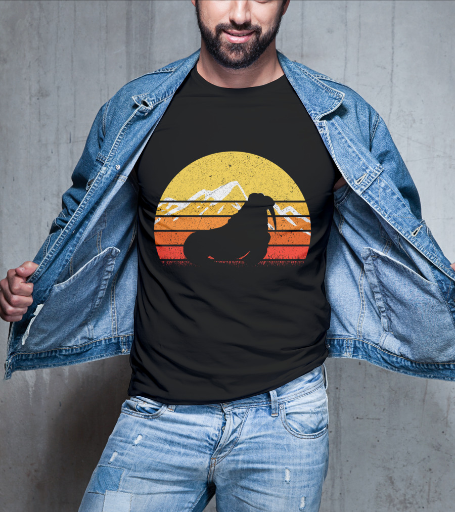 Retro Vintage Walrus Sunset Mountains T-Shirt