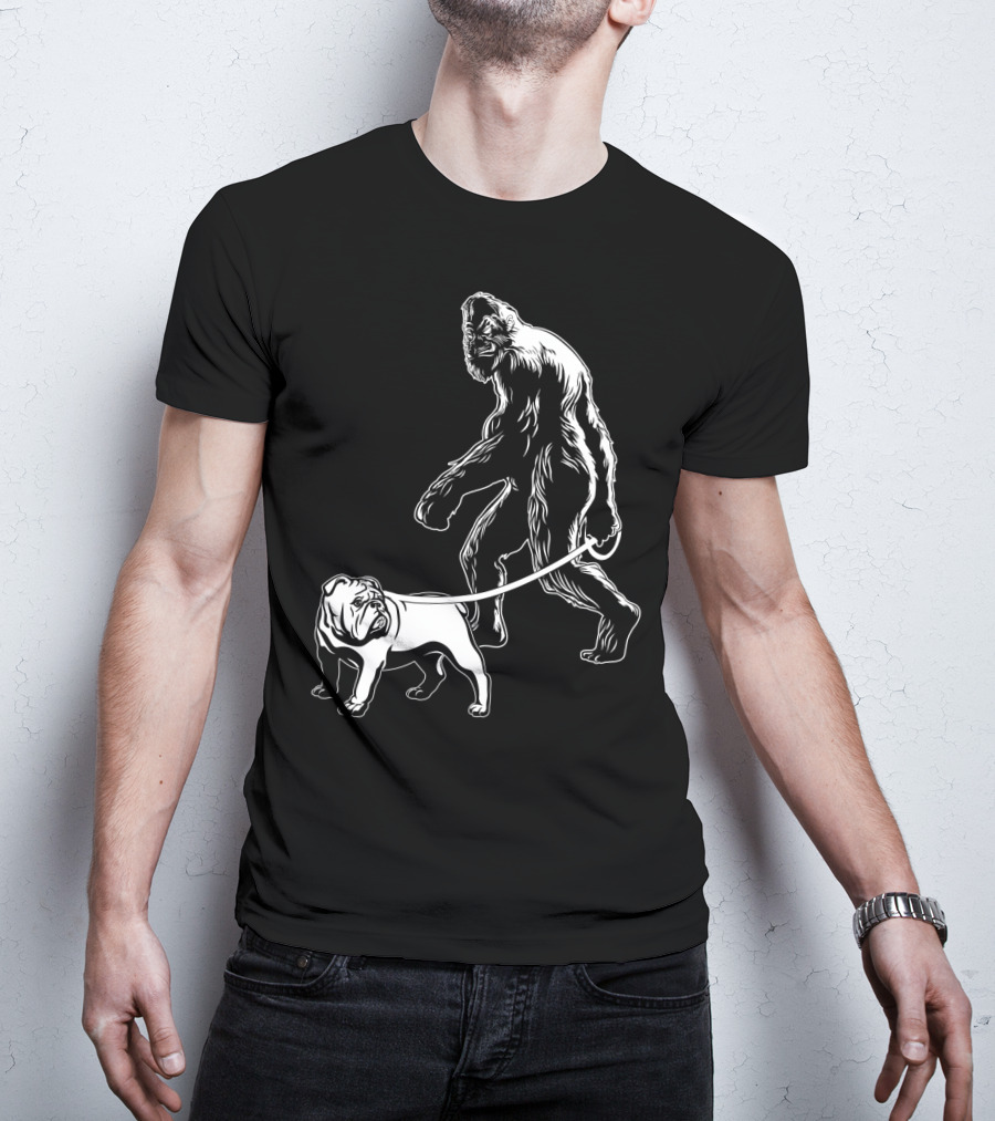 Bigfoot Walking Bulldog T-Shirt