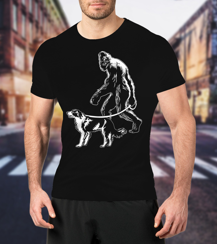Bigfoot Walking Border Collie T-Shirt