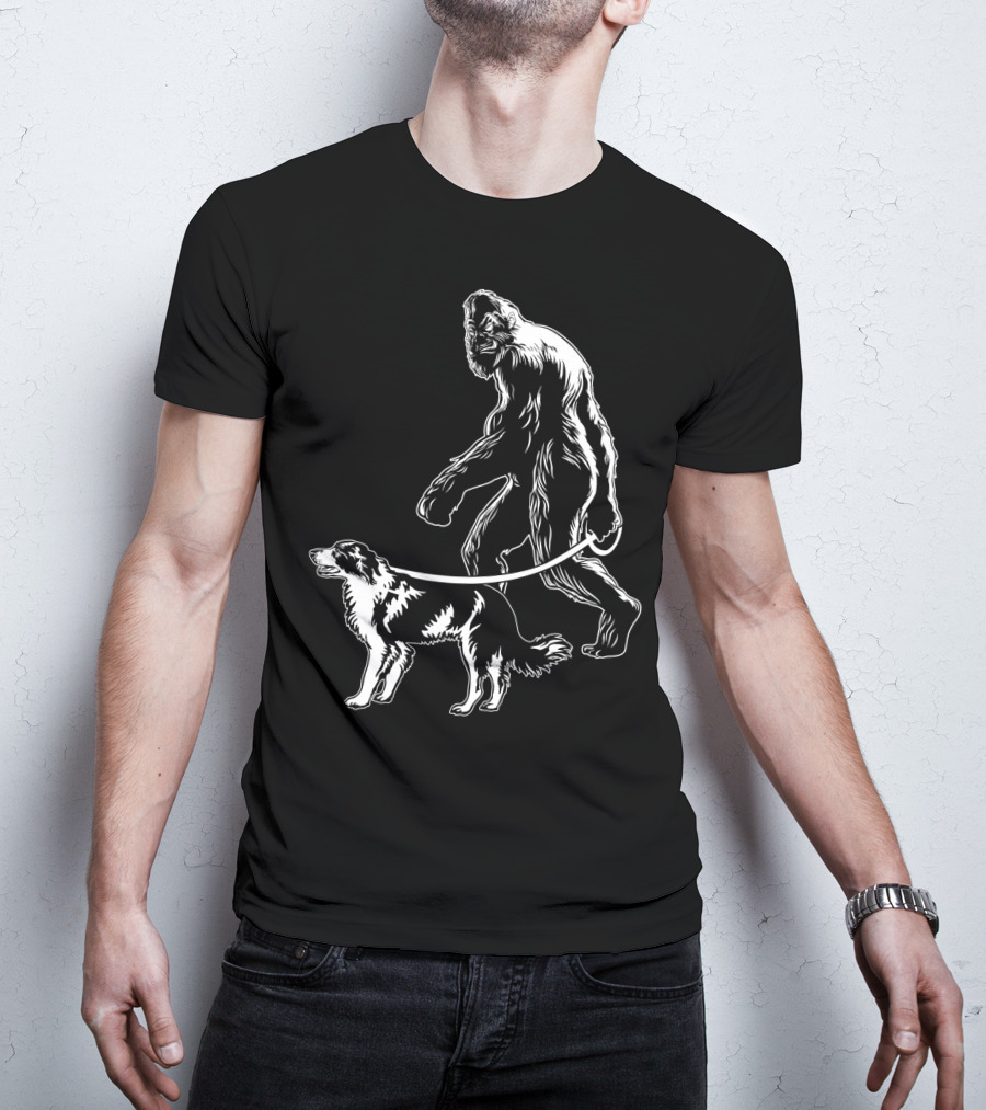 Bigfoot Walking Border Collie T-Shirt