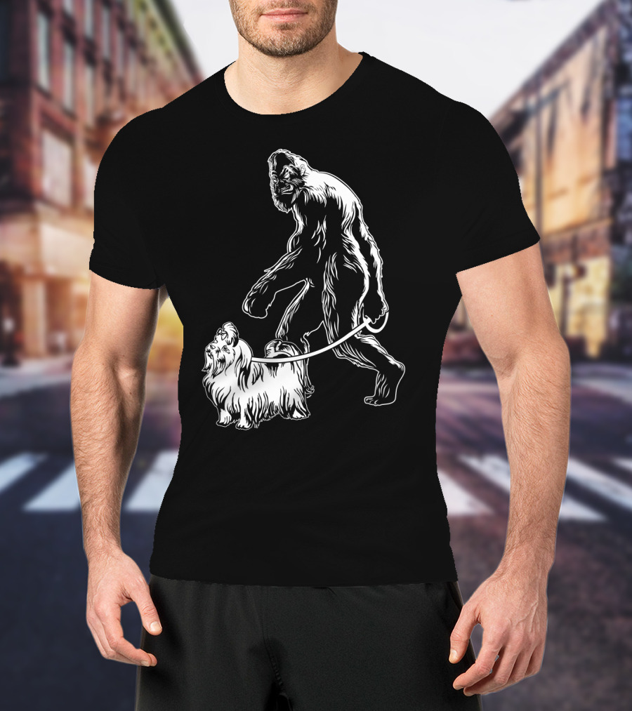 Bigfoot Walking Maltese Dog T-Shirt
