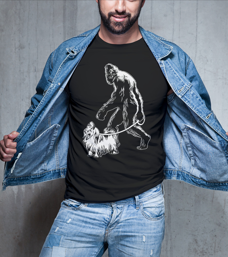 Bigfoot Walking Maltese Dog T-Shirt