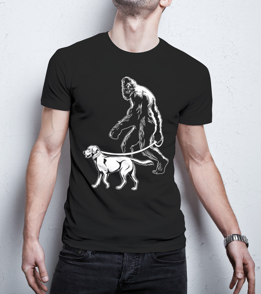 Bigfoot Walking Labrador Dog T-Shirt
