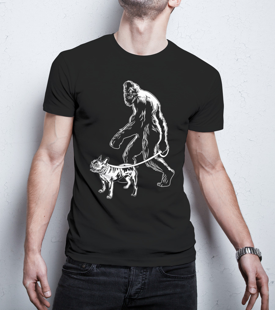 Bigfoot Walking French Bulldog Creature Companion T-Shirt