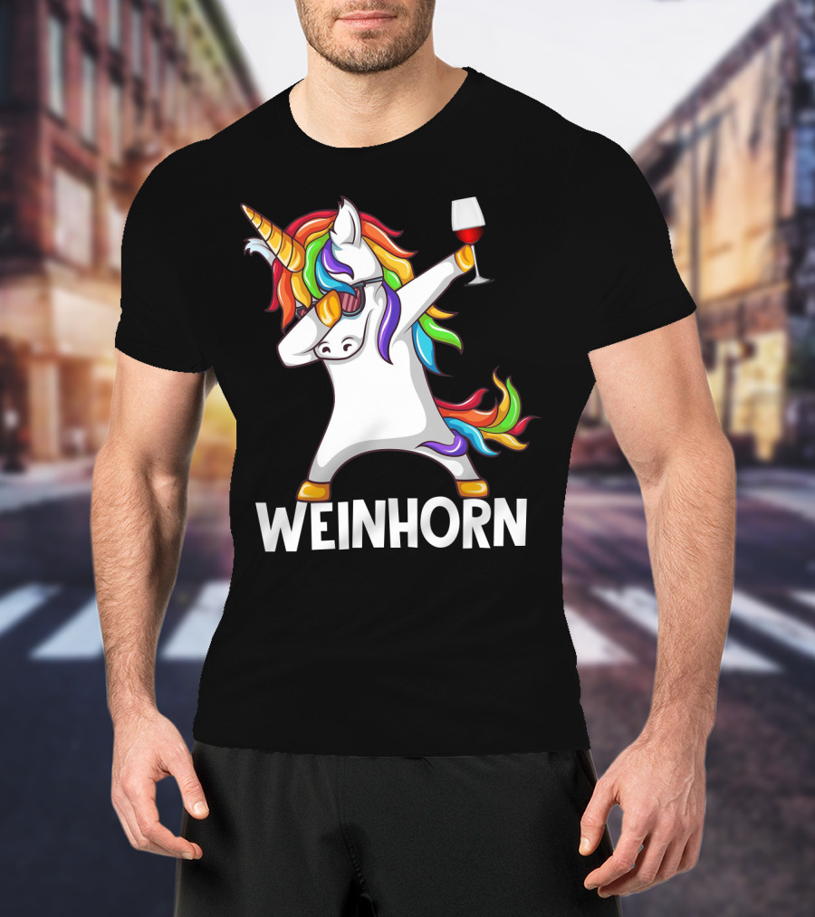 Weinhorn Dabbing Einhorn With Wine Glass T-Shirt