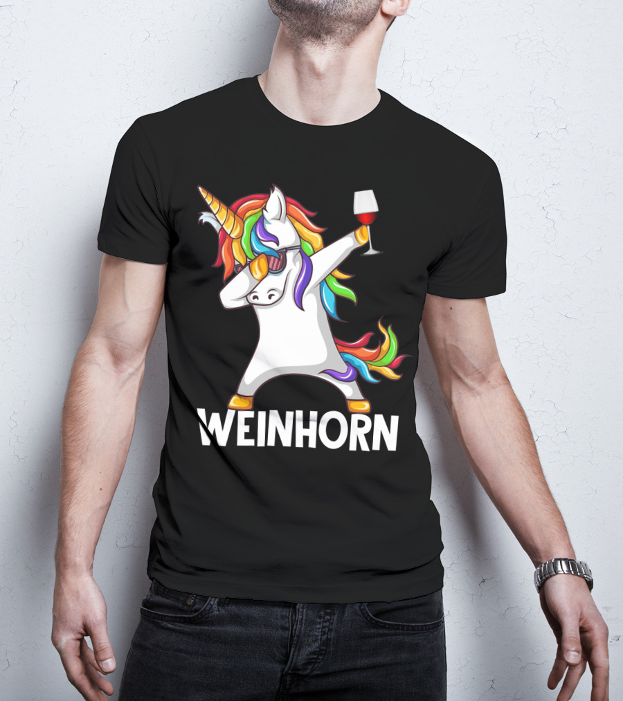 Weinhorn Dabbing Einhorn With Wine Glass T-Shirt