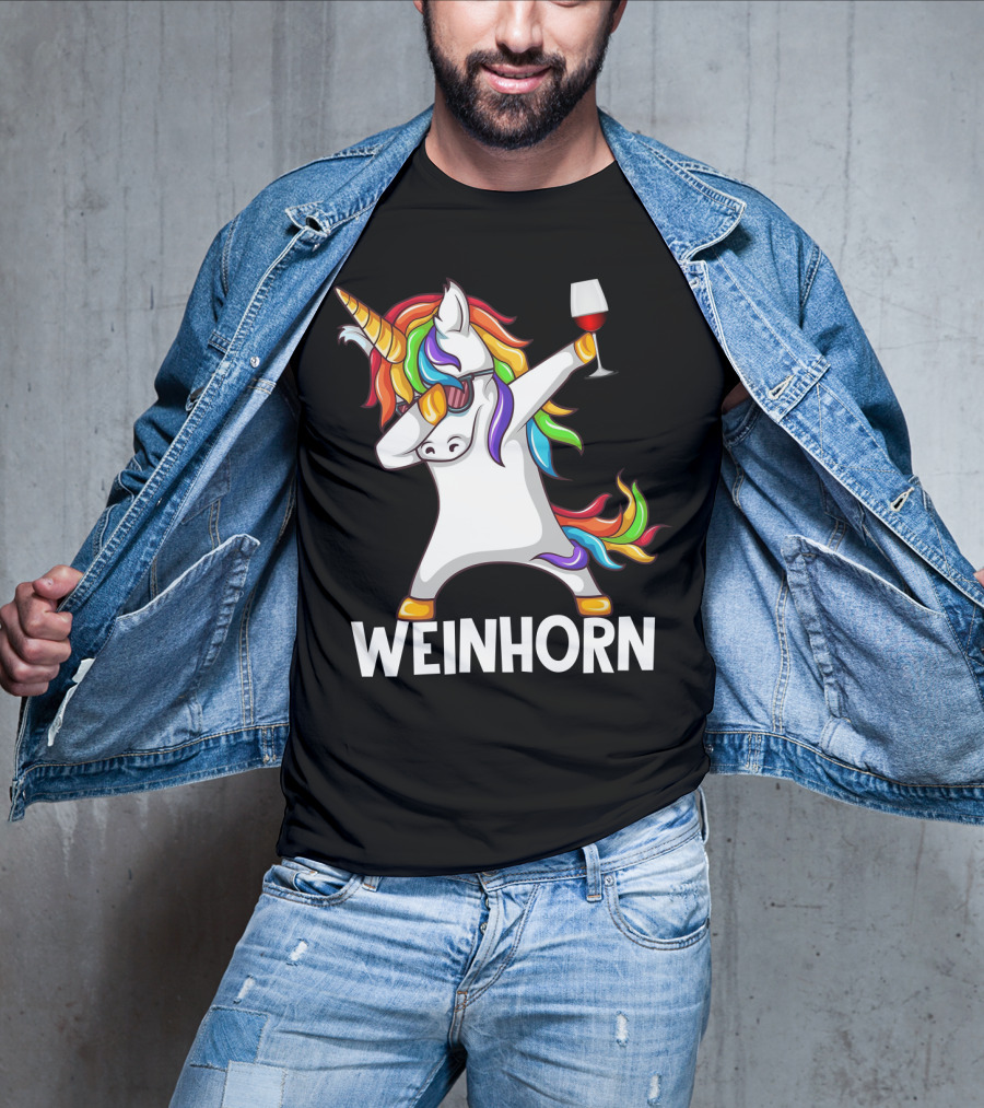 Weinhorn Dabbing Einhorn With Wine Glass T-Shirt