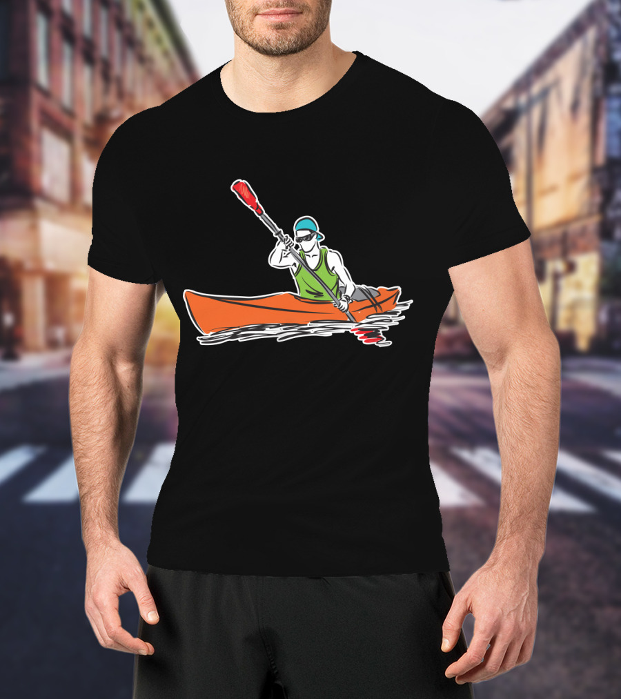 Grönland Kajak Paddel Sportler Line Zeichnen T-Shirt