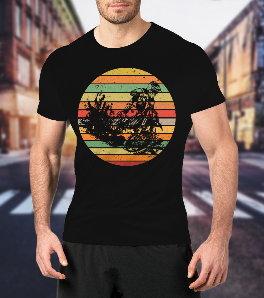 Vintage Motocross Dirt Bike Retro Vibes With Rider T-Shirt