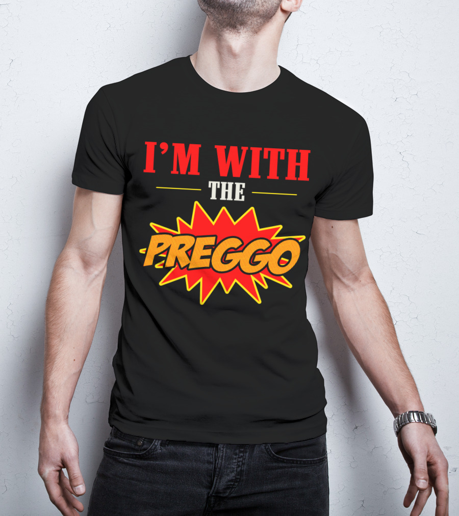 I'm With The Preggo Comic Style Burst T-Shirt