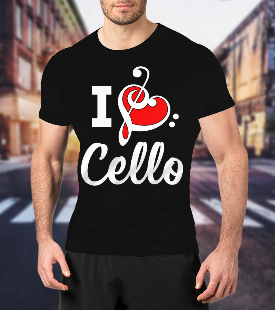 I Love Cello Treble Clef Heart T-Shirt
