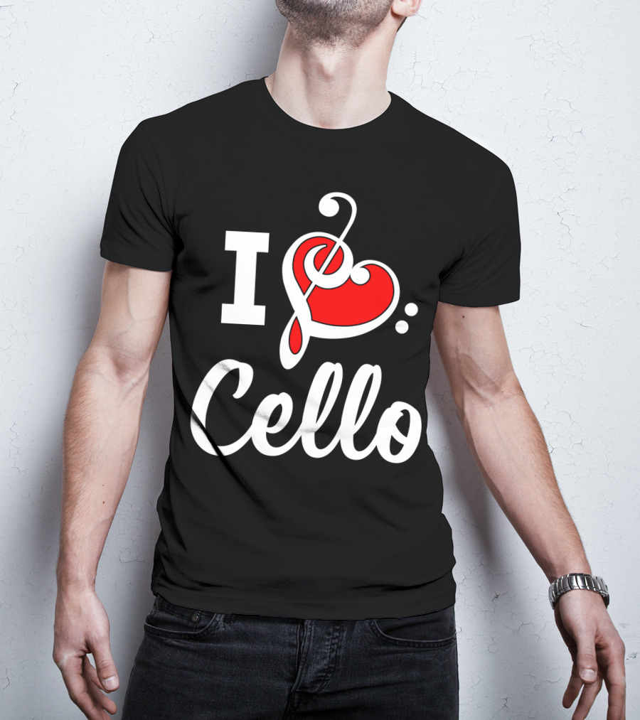 I Love Cello Treble Clef Heart T-Shirt