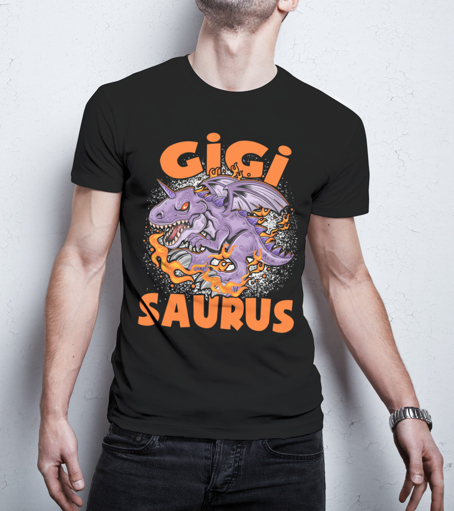 GIGI SAURUS Purple Fire-Breathing Dragon Dinosaur With Horns And Wings T-Shirt