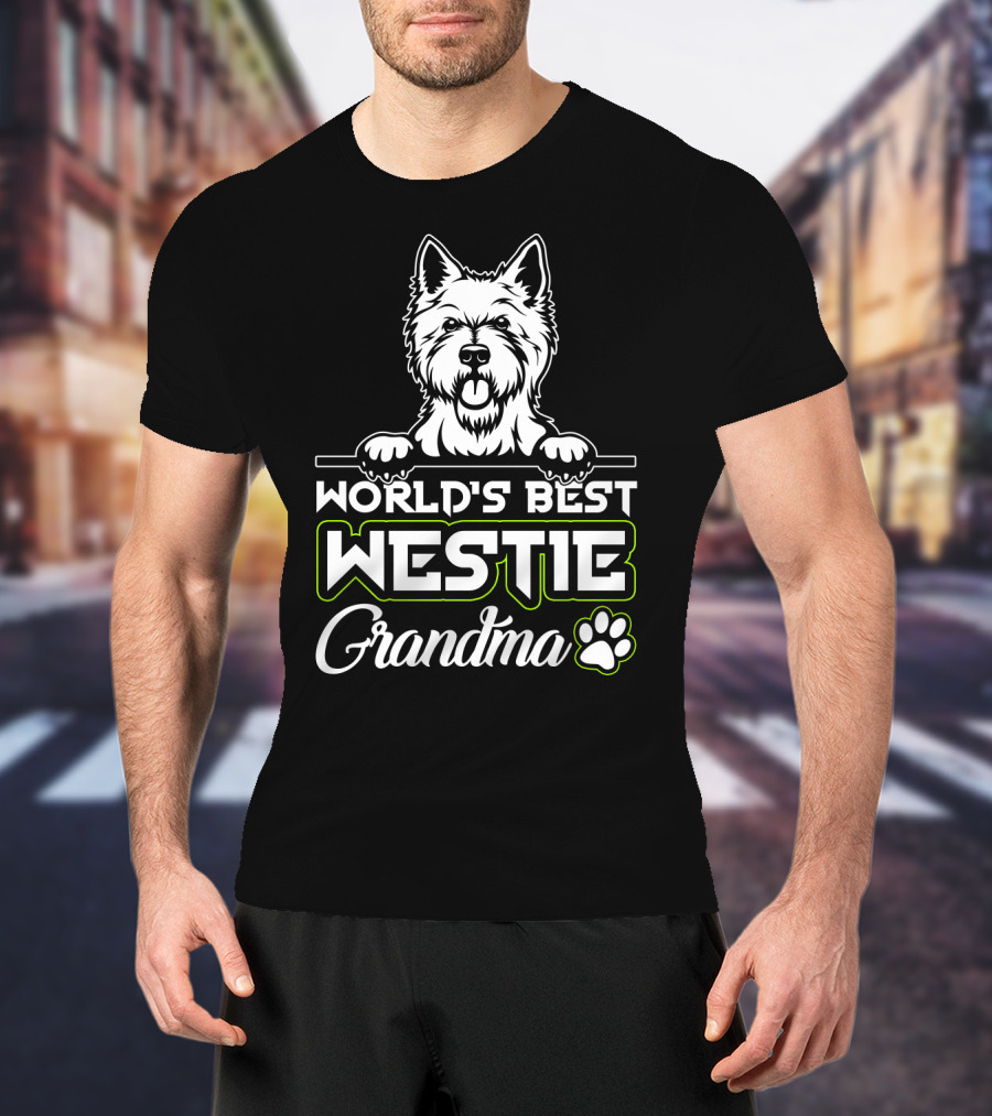 World's Best Westie Grandma Paw Print T-Shirt