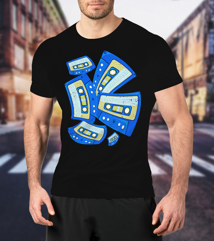 Vaporwave Cassette Mixtape Analog Music Retro Aesthetic Blue Tapes T-Shirt