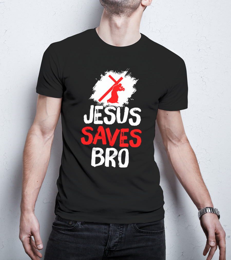 Jesus Saves Bro Bold Faith Funny Christian Premium T-Shirt
